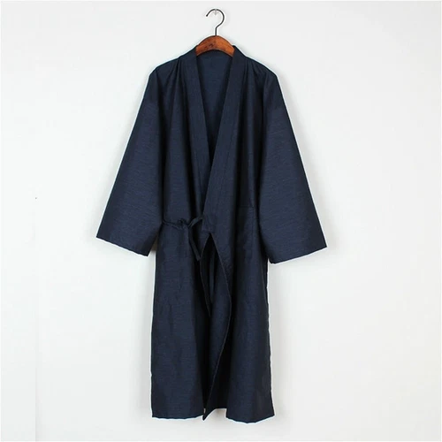 Herren Kimono Yukata Pyjama Baumwolle Japanisch Bademantel Morgenmantel Kleid Nachtwäsche Zuhause - Bild 9 von 23