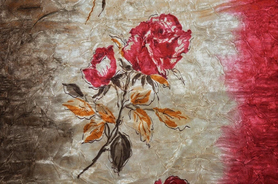 玫瑰艺术! CRINKLE PUCKERED 丝绸缎面料 3 码 + 协调 3 码 24 — 第 4/4 张图片