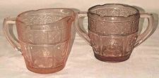 4 Jeannette DORIC & PANSY * PRETTY POLLY PINK CHILD'S * 2 1/2" CREAMER & SUGAR