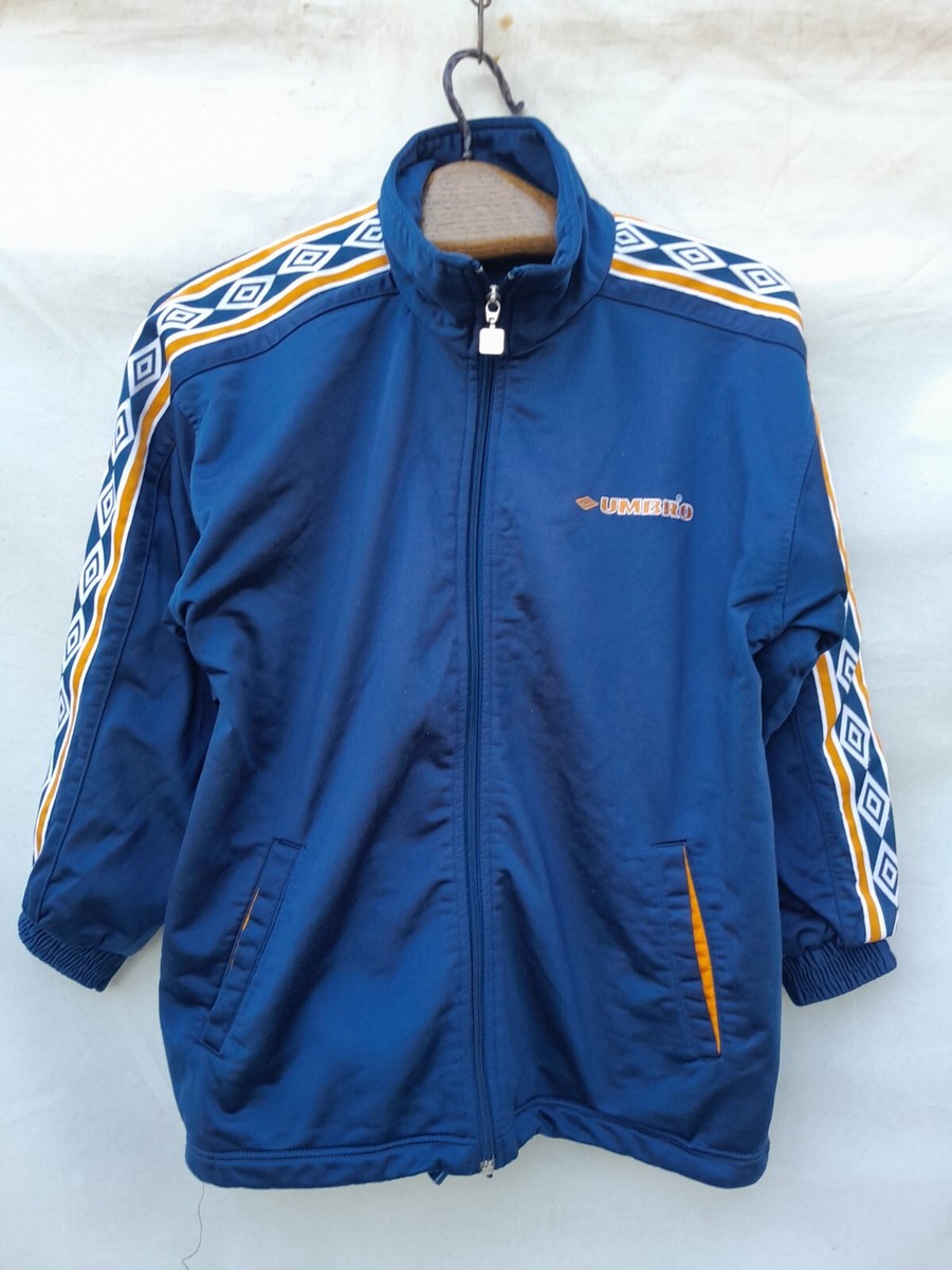 Vintage Umbro Track Jacket Boy's 14 Blue Embroidered Back Logo
