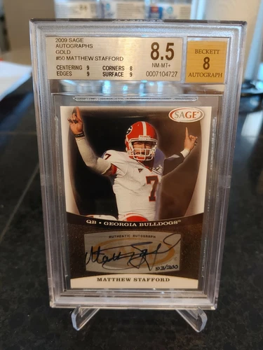 2009 Matthew Stafford Sage Gold Auto Rc BGS 8.5 NM-MT+  93/200