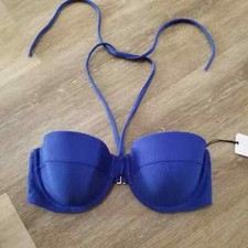NWT Shade Shore Blue Ribbed Lightly Lined Bikini Top Size 34B