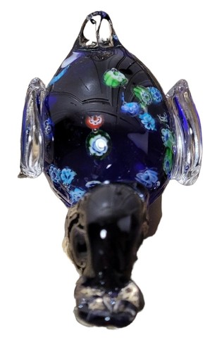 Pisapapeles vintage de cristal artístico de Murano Millefiori floral patito/pato Italia - Imagen 8 de 10