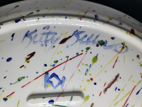 Very Rare kitty keller designs one of a kind hand painted LG platter Texas made - Picture 6 of 11