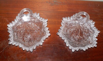 Vintage 2er Set Indiana Glas Kieselblatt Snack Geschirr
