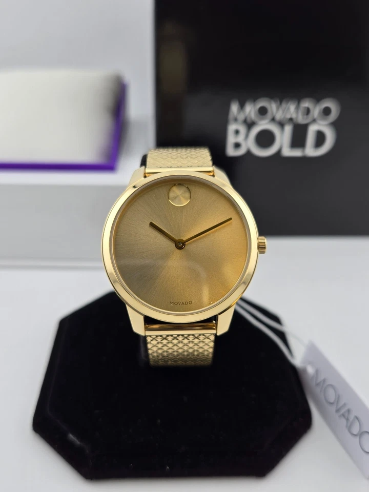 Movado Bold Women's Gold Tone Pyramid Bracelet Watch - 3600598 ($595 MSRP) - Image 2 of 4