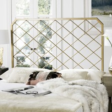 SAFAVIEH Stitch Metal Lattice Headboard | Antique Gold | Queen |