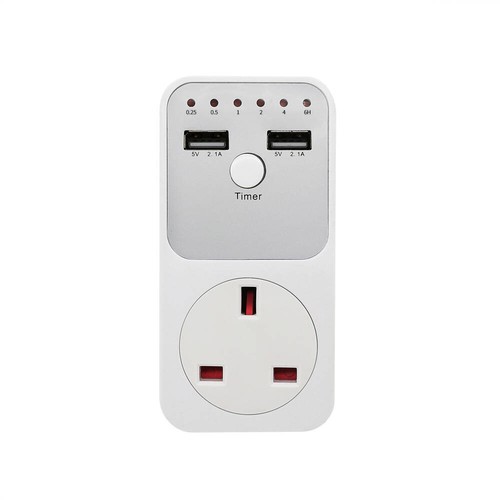 Timer Steckdose Countdown Timing Switch Buchse 2 USB Port Ladegerät Adapter UK Stecker