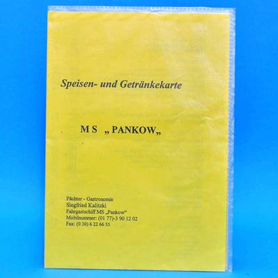 MS Motorschiff Pankow 2001 | Speisenkarte Getränkekarte