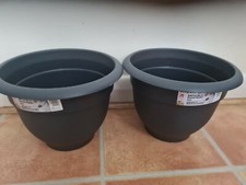 Image of 2 x 34 cm round garden bell black pot