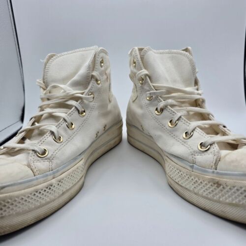 Converse Chuck Taylor All Star Lift Hi Tiny Tattoos Womens Size 10 White Shoes - Picture 3 of 13
