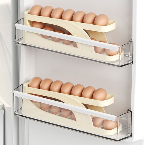 Automatic Scrolling Egg Rack Holder Storage Box Container Refrigerator 2/4-Tier - Picture 5 of 26