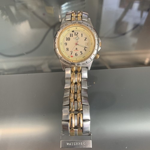 VTG GUESS Quartz Watch Men Analog Alarm Indiglo Rotating Bezel Date Light Works - Picture 2 of 24