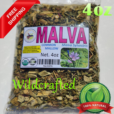 4oz Malva, Mallow Herbs,common mallow,hierba malva,  100% Organic mallow herbs 