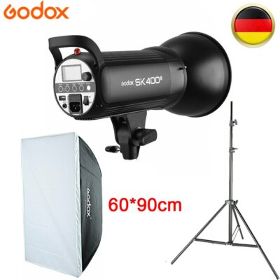 Godox SK400II 2.4G Studio Blitz Blitzgerät + 60*90cm Bowens Softbox + 2m Stativ