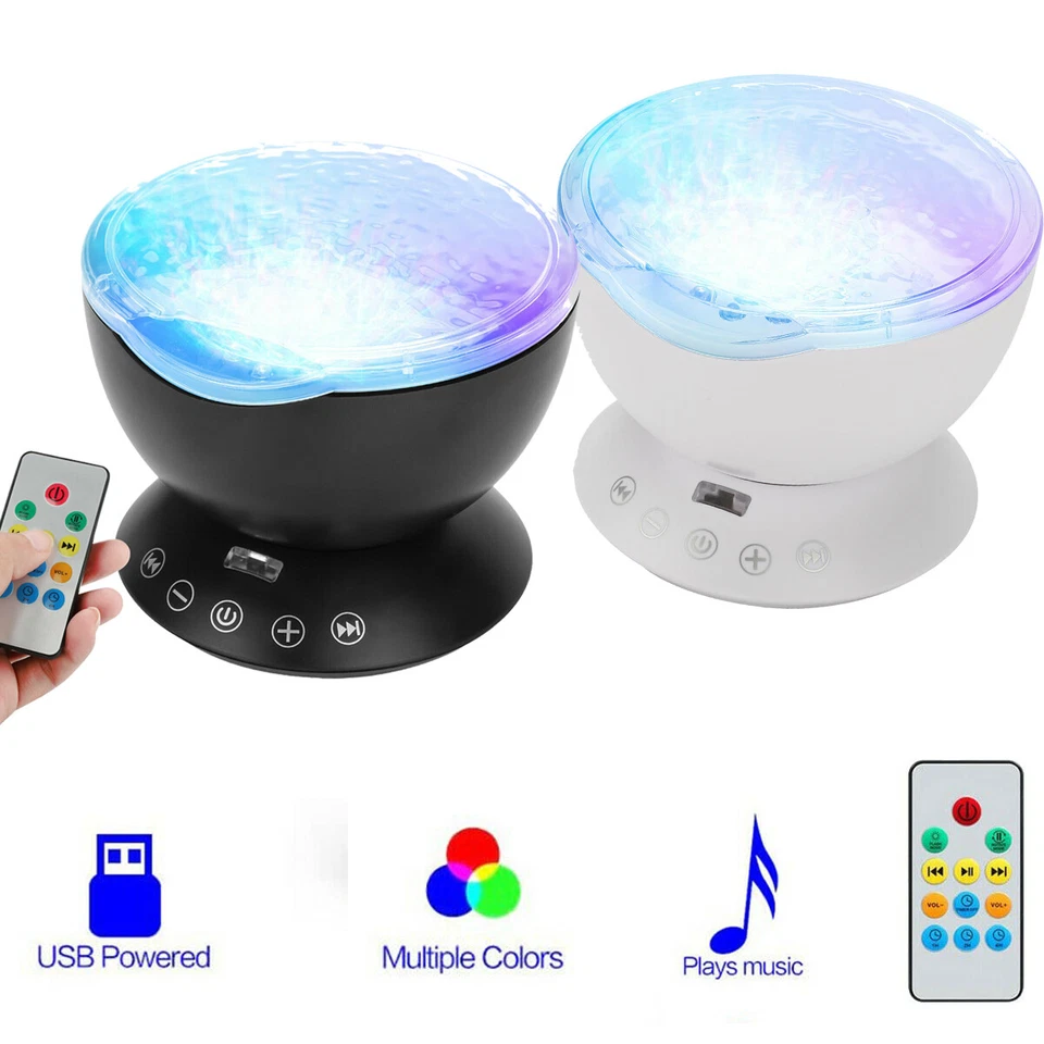 远程海浪投影仪 LED 儿童夜灯 LED 星月装饰灯美国 — 第 2/4 张图片