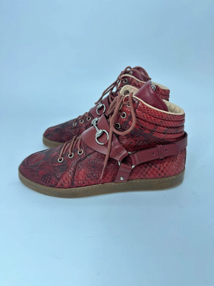 GUCCI Horsebit Arnés Croc Cuero Repujado Suela de goma Zapatilla Alta Talla 7 UK Foto 3 de 4