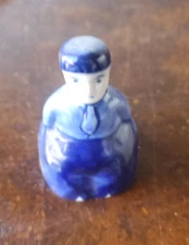 Vintage Delft Blue Dutch figurine Man hand Bell painted ceramic blue and white