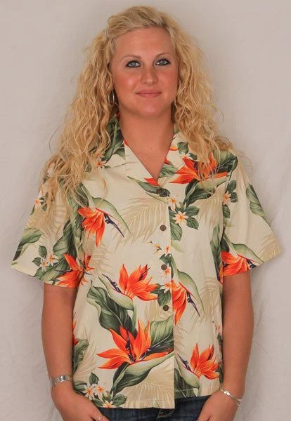 Aloha Blouse - Bird of Paradise on Cream – 346-3470C