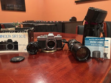 Minolta SRT SC II with standard and F/4.0 70-210mm zoom lenses with case
