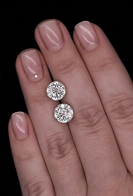 3 kt TW Moissanit Solitär Ohrstecker 14 K Weißgold GRA zertifiziert FL/D 8 mm
