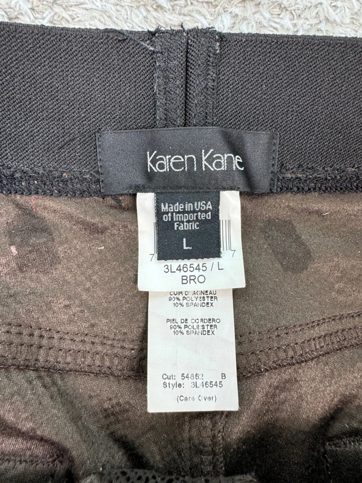 Pantalones Karen Kane para mujer grandes marrón imitación cuero piel de serpiente pantalones de colección Foto 3 de 4