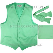 New Men's Vesuvio Napoli Tuxedo Vest Self-tie Bowtie set prom party Aqua Green