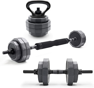66 Lb Adjustable Weight Set - Dumbbell, Barbell & Kettlebell for Full-Body Fitne