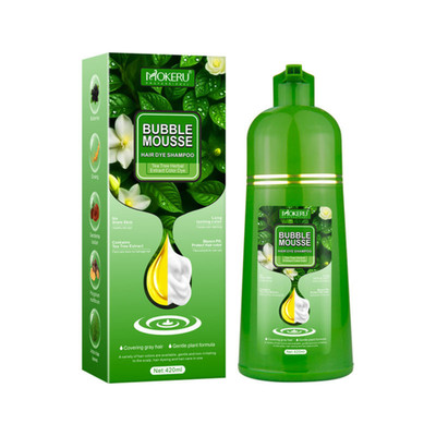 MOKERU Black Hair Dye Shampoo 500ml Semi Permanent Gray Coverage Cream
