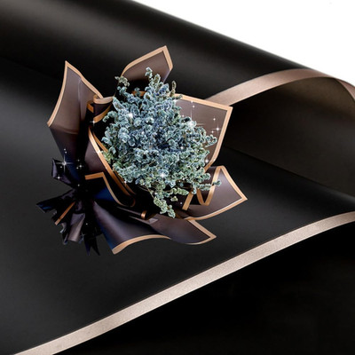 20 Blatt Blumen-Geschenkpapier mit Goldrand, wasserdichtes Blumen-Bouquet-Gesche