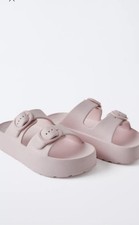 ZARA Kids Pink Sliders Size 30 Double Strap Buckle Summer Sandals