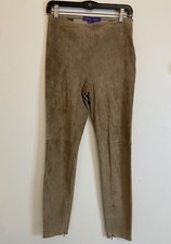 Ralph Lauren Purple Label Lamb Suede Leather Skinny Pants Sz 6 Quiet Luxury