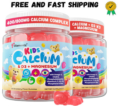 Calcium Gummies + D3 & Magnesium for Kids & Teens, w/Calcium Citrate Calcium Alg