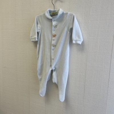 Vintage Carter s Baby Sleeper | Blue Terry Cloth Footed Pajamas | 3-6 Months