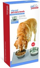Non-Slip Pet Feeding Mat with Bowls   Stay-Put Food  Water Set