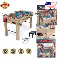 Sturdy 48" Foosball Table Oak Finish w/ Cup Holders 4 Balls