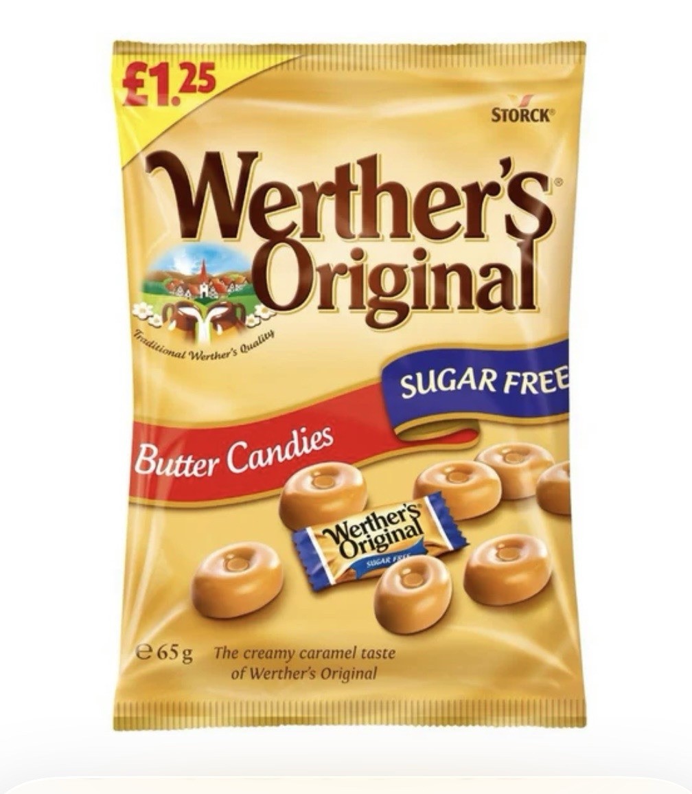 Werther’s Original Sugar Free Butter Candies 65g Bag Hard Sweets | Free P&P