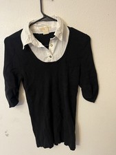 Michael Kors Black Collared short sleeve sweater shirt Size XS