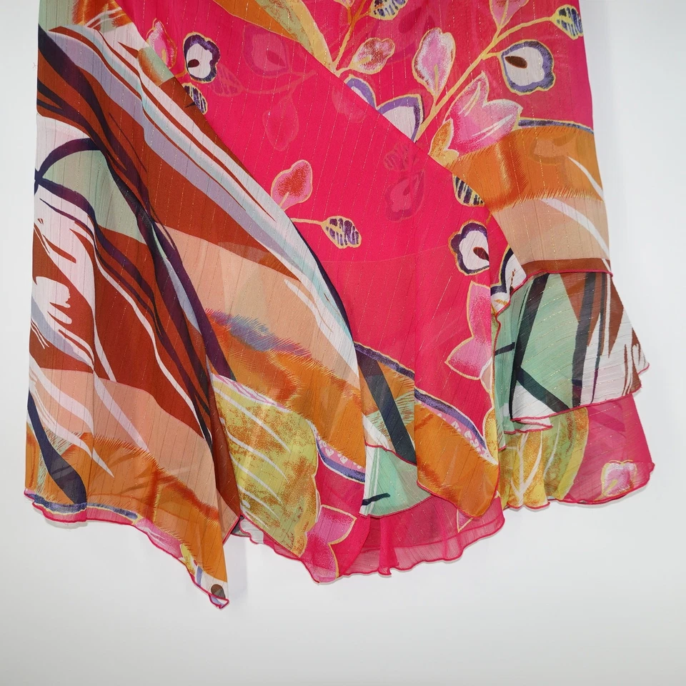 Falda Para Mujer Nygard 12 Estampado Multicolor De Colección Años 90 Hada Volantes Asimétrica Foto 3 de 4