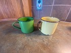 Ass't Enamelware Cups: Yellow, Orange, Green and White. 2.5"-3" tall. Set of 4.  — photo 3