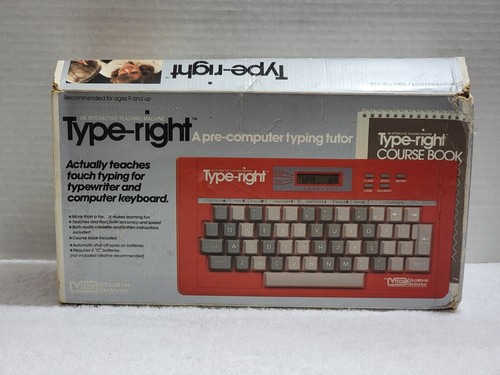 1985 V-TECH TYPE-RIGHT ELECTRONIC TYPING TUTOR KEYBOARD BOX MANUAL & BATTERIES - Picture 6 of 10
