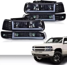 LED DRL Headlight Assembly, Compatible with 1999-2002 Chevy Silverado / 2000-200