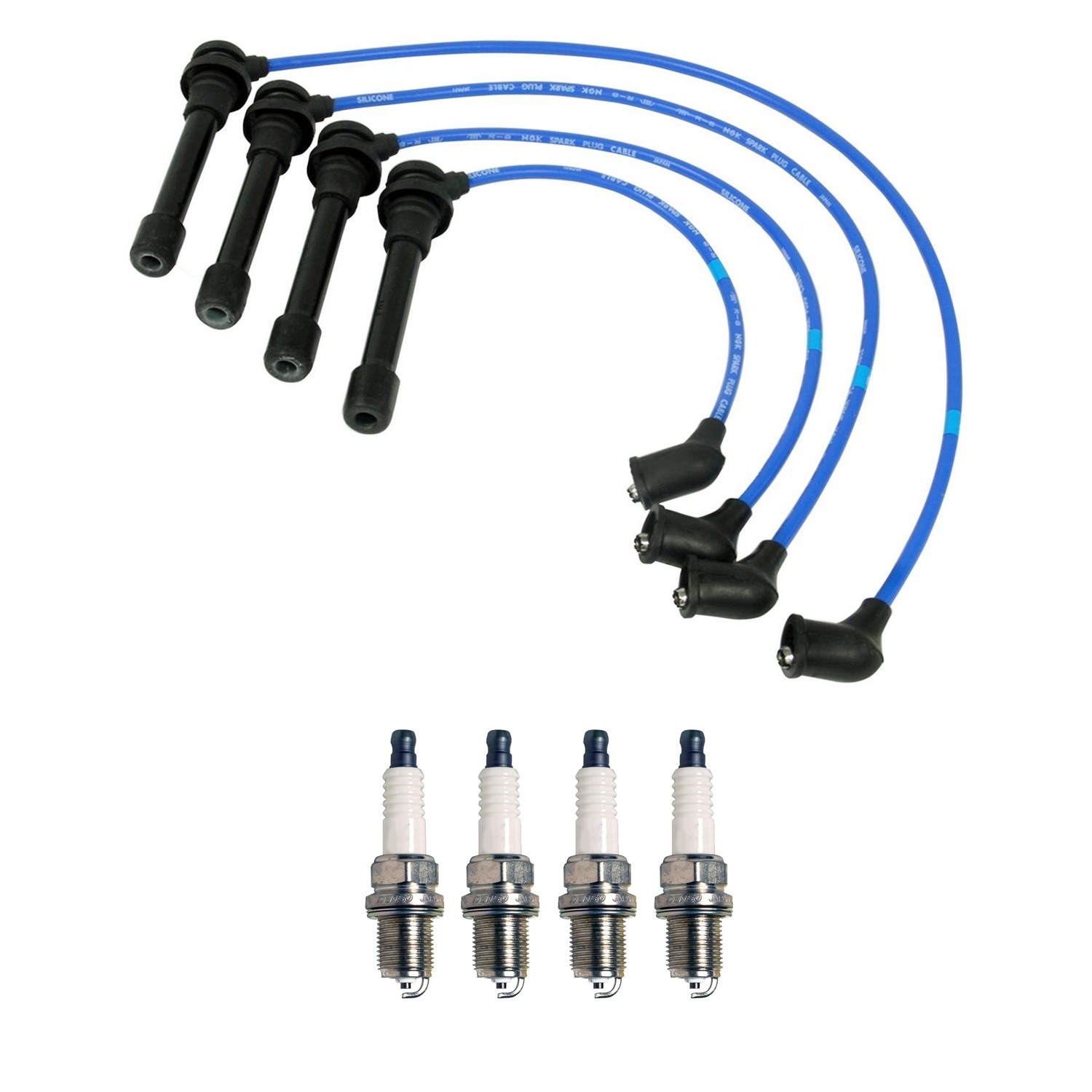 NGK 7mm Wire Set  4 Denso Nickel Spark Plug Kit For Nissan Altima 2.4 L4 KA24DE