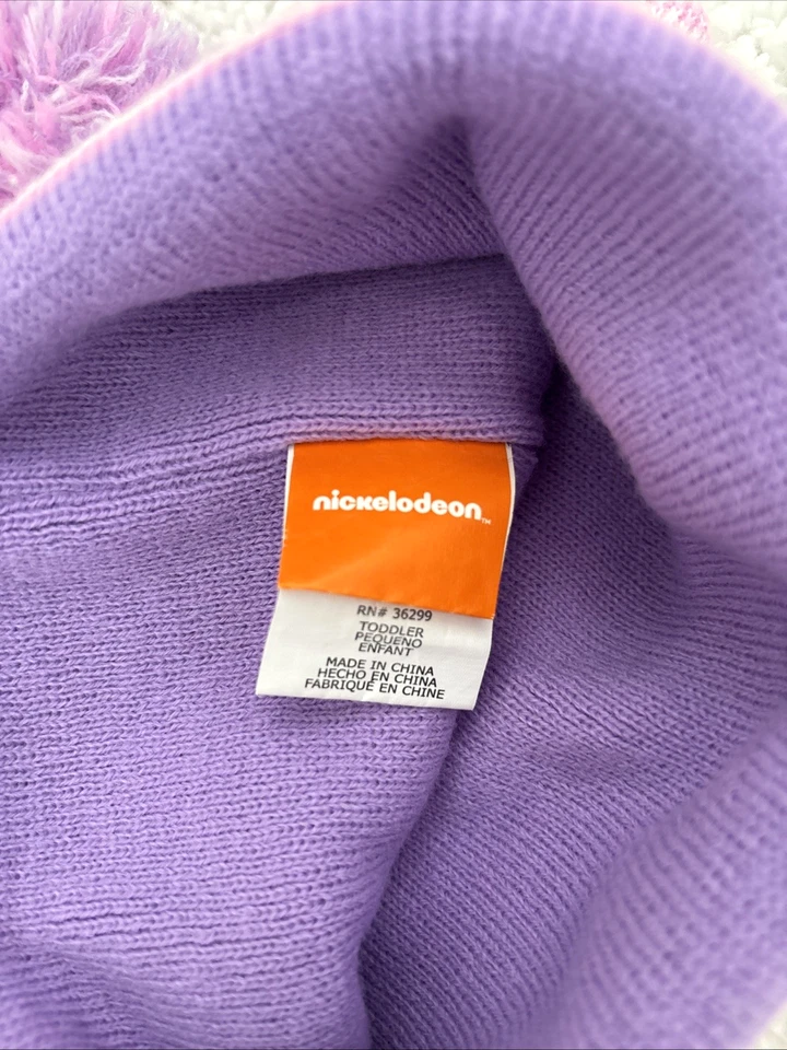 Paw Patrol Girls Winter Beanie Hat with Pom Pom - Nickelodeon - Pink/Purple - Image 4 of 4