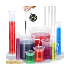 moveland Upgraded Plastic Graduated Cylinder and Plastic Beakers Set - Gradua...