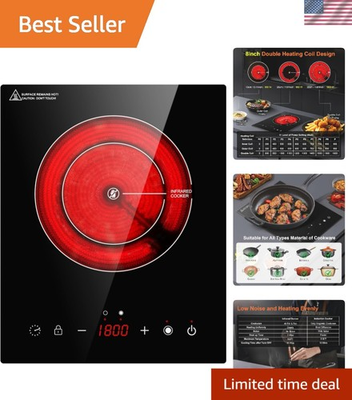 #ad 1800W Dual Coils Electric Cooktop Portable Infrared Hot Plate for All Cookware $153.49