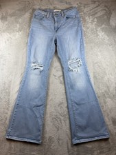 Levi  s 726 Jeans Women's Size 29 Flare Distressed Denim Light Wash
