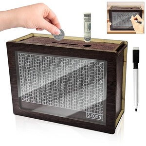 Cash Vault Wooden Savings Box, Cashbox Saving, Cash Savings Challeng