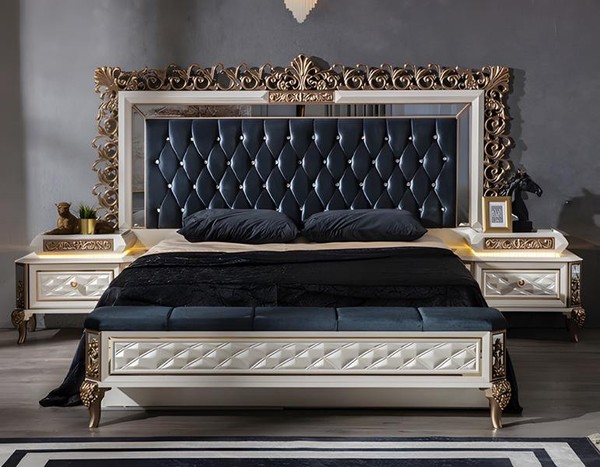 Luxus Bett Schlafzimmer MöBel 2X Nachttische Bett Set Einrichtung 3Tlg.-image