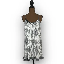 Studio Donatella Black & White Floral Print Chemise Nightgown, Women’s Medium